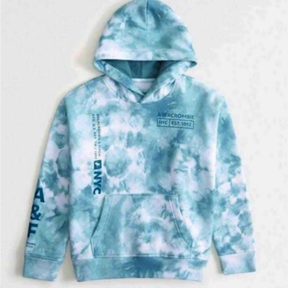 NWT Abercrombie & Fitch Blue Tie-Dye Sweatshirt boys size 15/16